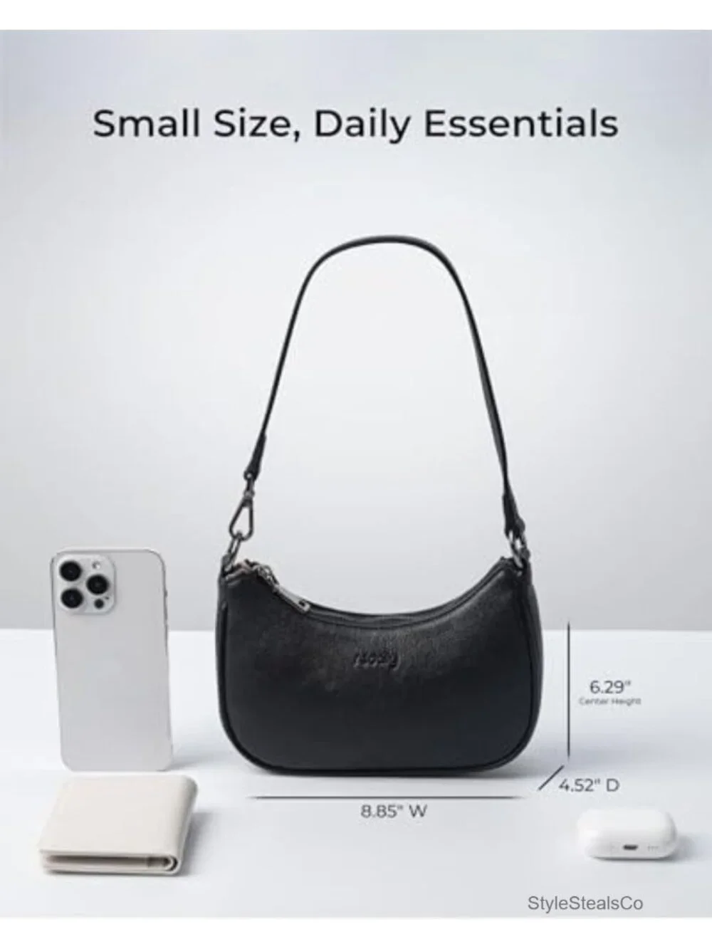 Small Vegan Leather Crescent Hobo Shoulder Bag Mini Purse for Women